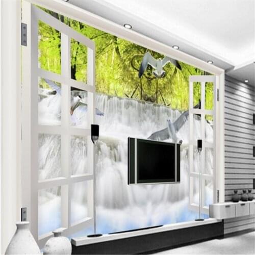 Beibehang Large custom wallpapers beautiful 3D outdoors waterfalls landscape TV backdrop vinyl flooring adhesives