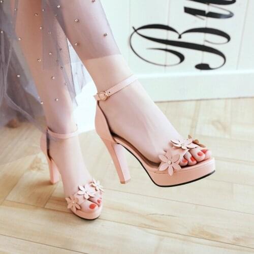 Big Size high heels sandals women shoes woman summer Butterfly-knot sandals with open toes and thick heels