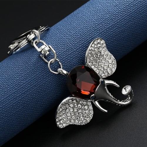 Fashion Big Gem Rhinestone Elephant Keychain Women Ms Girl Bag Pendant Quality Chic Car Key Chain Ring Holder Animal Jewelry