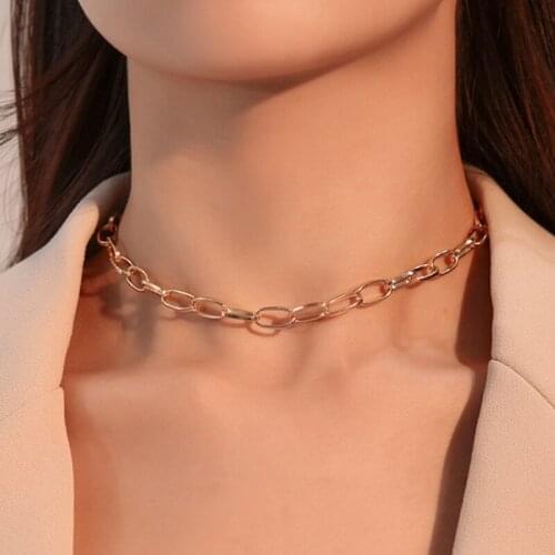 Fashion Link Chain Choker Chain Statement Necklace For Women Girls Clavicle Collar Necklace Trendy Hip Hop Punk Party Jewelry
