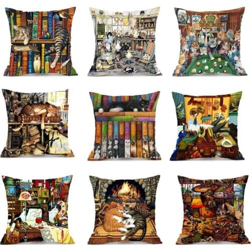 Cute cat pillow case back cushion cover cushion cover pillow case creative personality home sofa quilt cover