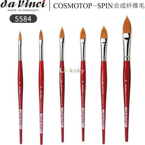 Da Vinci Watercolor Series 5584 CosmoTop Spin Paint Brush, Pointed Oval Synthetic with Red Handle,Artists art supplies