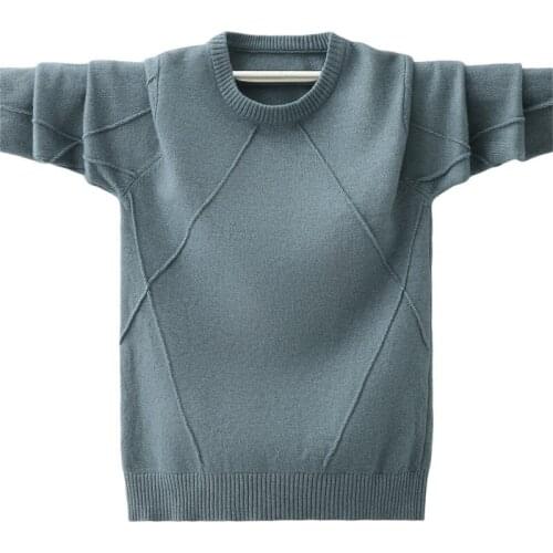 Childrens Sweater Autumn Boys' Round Neck Knitwear Toddler Boys Solid Color Base Shirt Childrens Casual Knitted Top