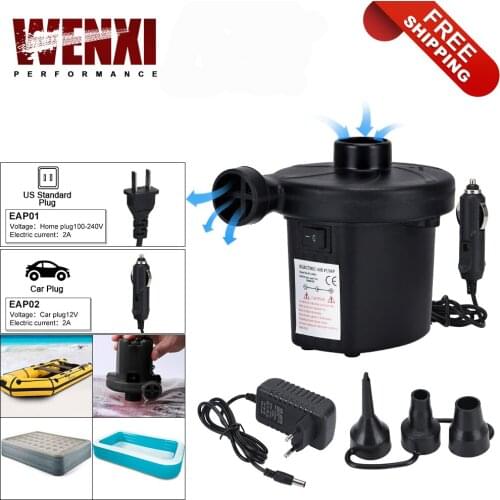 FREE SHIPPING EU Plug Electric Air Pump DC12V/AC240V Inflate Deflate Pumps Car Inflator Electropump with 3 Nozzles