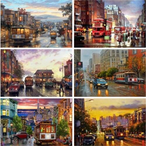 EverShine Diamond 5D Painting Street Cross Stitch Diamond Embroidery Full Square Drill City Mosaic Kits Landscape Handicraft