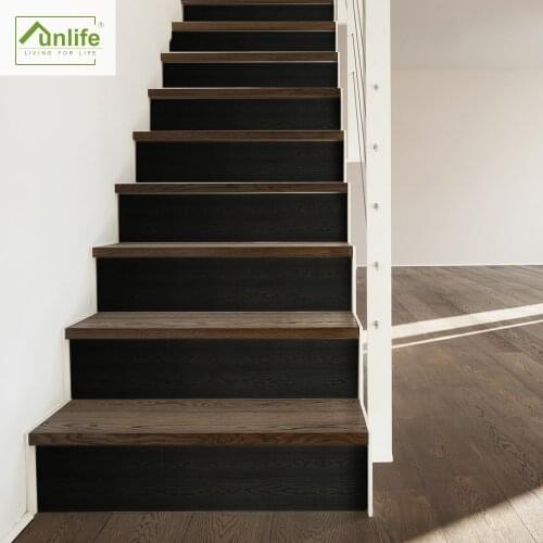Funlife® 20x300cm Japanese Black Wood Home Stairway Stickers Eco-Friendly PVC Self-Adhesive Waterproof Anti-Slip Floor Stickers