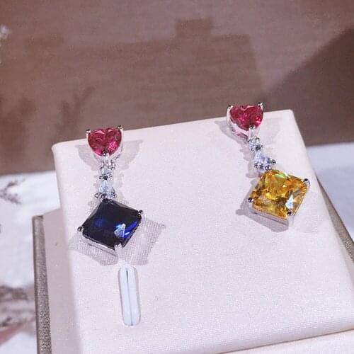 Hot S925 Sterling Silver Statement Drop Zircons Fashion Laides Costume Jewelry Silver Color Beautiful Drop CZ Earrings For Women