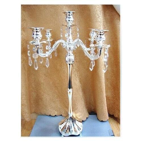 Hotsale 57cm high 5 lights wedding candelabras in silver color ,wedding candle stand candle holders 4pcs