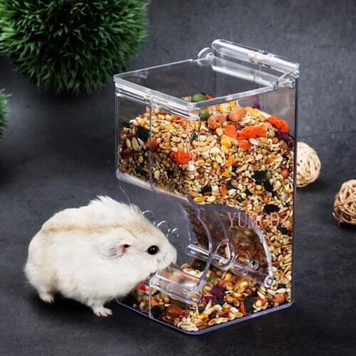 Hamster Rabbit Food Dispenser Feeder Plastic Clear Automatic Pet Feeder For Hamster Guinea Pigs Food Bowl Container hay feeder
