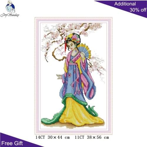 Joy Sunday Chinese Ancient Beauty RA291 14CT 11CT Counted and Stamped Home Decor Beauty Embroidery DIY Cross Stitch kits