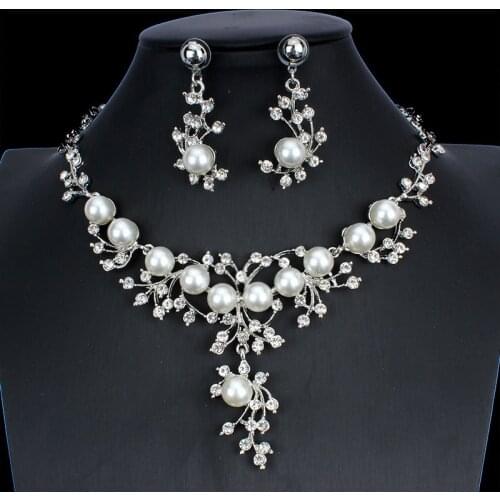 Necklace Sets for Women 2021 Trend Female Set 2 Pcs Wedding Earrings Rhinestone Bridal Necklace Luxury Woman Jewelry Wholesale
