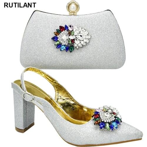 African Shoes and Bags Matching Set Designer Shoes Women Luxury 2020 High Heels Women Pumps Italian Shoes with Matching Bags