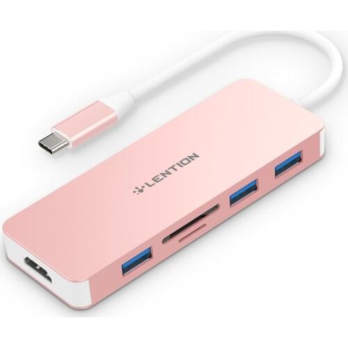 USB C Hub with 4K HDMI, 3 USB 3.0, SD/TF Card Readers for iPad Pro/Mac Air/Surface, Chromebook, More, Multi-Port Dongle Adapter