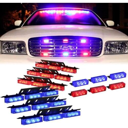 Red White 54 X LED Flashing Emergency Warning Light for Dash Visor Deck Grille - Interior Strobe Lamp for Firefighter Vehicles