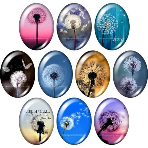 Colorful Dandelion Oval 13x18mm/18x25mm/30x40mm mixed photo glass cabochon demo flat back Jewelry findings