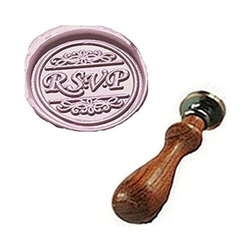 MDLG Vintage RSVP Decorative Pattern Custom Picture Logo Wedding Invitation Wax Seal Sealing Stamp Rosewood Handle Set