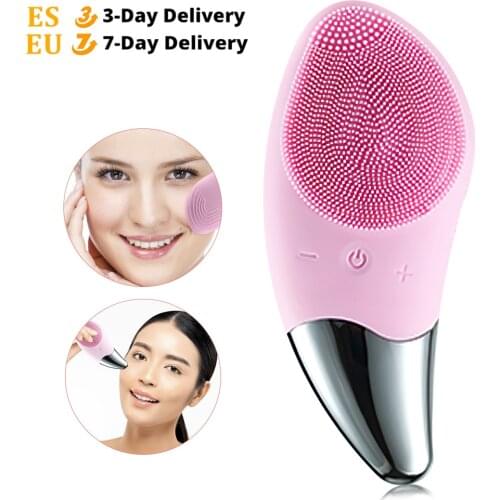 Mini Electric Facial Cleansing Brush Silicone Sonic Face Cleaner Deep Pore Cleaning Skin Massager Face Cleansing Brush Device