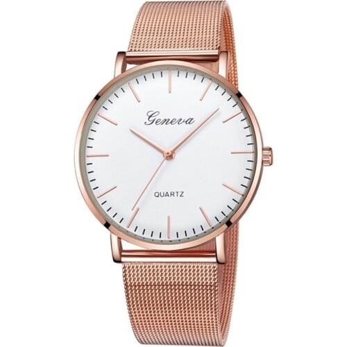 Trendy Simple Unisex Wrist Watch Quartz Women Fashion Stainless Steel Mesh Quartz Dial Casual Stylish Mens 2020