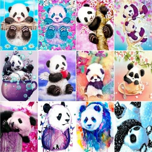 AZQSD Paint By Numbers Panda Handpainted Unique Gift Oil Painting By Number On Canvas Animal Kits Modern Wall Art