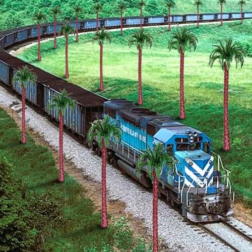 5/15/20/30pcs Kit New 5.5/7/9/13/19cm Plastic Coconut Palm Tree Train Railroad Architecture Diorama Tree Model Building Kit