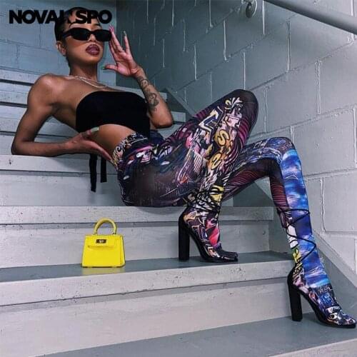 NOVAINSPO Sports Multicolor Printing High Waist Tight Leggings For Women Fashion Casual Fitness Street 2021 Sportswear One Piece