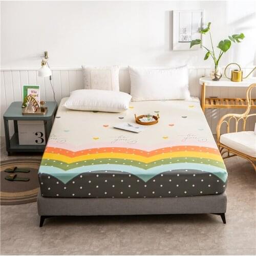 New Product 1pcs 100% Cotton Printing bed mattress set with four corners and elastic band sheets