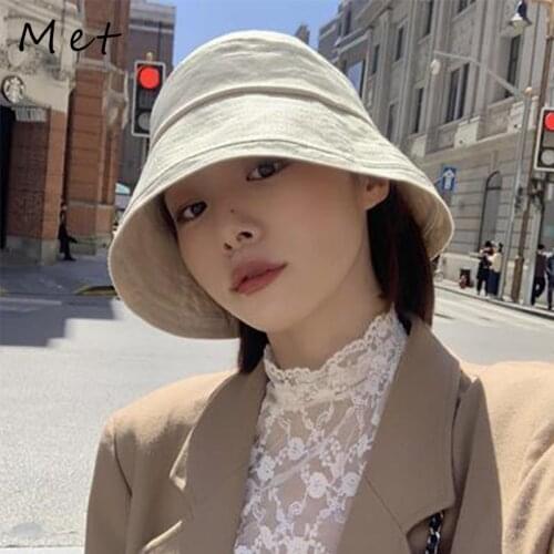 S22 Womens Hat Bucket Hat Summer Big Brim Sunhat Female Sun Protection Fisherman Hat Panama Version Of UV Protection Sun Visor