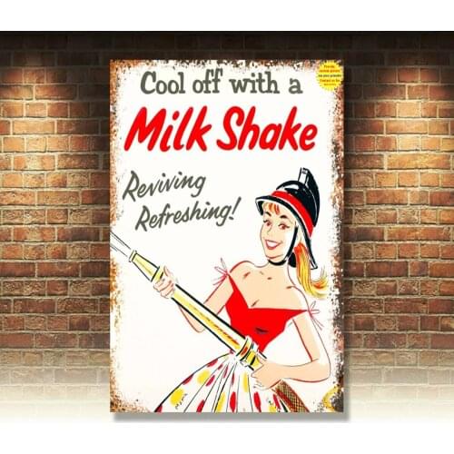 Milk Shakes Poster Metal Tin Signs Retro Plate Desserts Shop Wall Decor