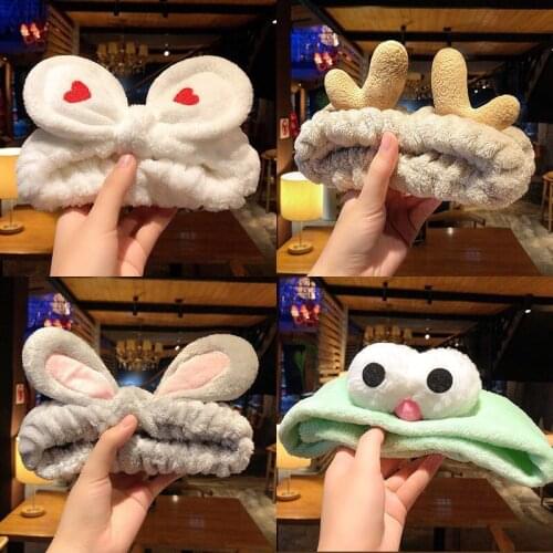 Washing face hair clip hair band soft and warm coral velvet bow animal ear headband women girl bandana fashion hair accessories