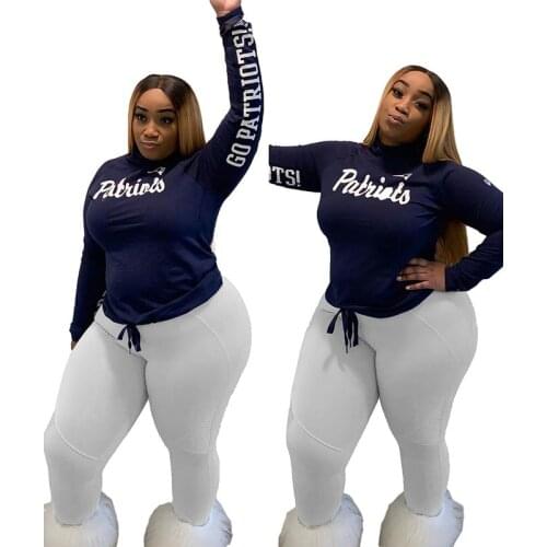 Plus Size 4XL Two Piece Outfirs Women Matching Set Winter Clothing Letter Outfit Joggers Tracksuit Wholesale Dropshipping 2021