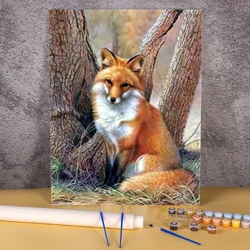 Fox Animal Coloring By Numbers Painting Set Oil Paints 40*50 Canvas Pictures Wall Paintings For Kids Handicraft Wholesale