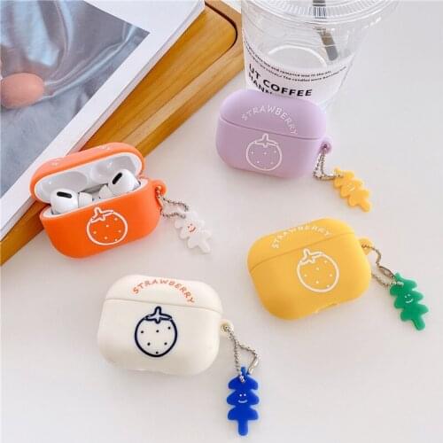 Kjoew Cute Cartoon Strawberry Earphone Case For Airpods 1 2 3 Case Silicon Headphone Covers For Air Pods Pro Protective Cover