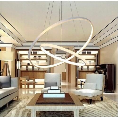 Modern pendant lights for living room dining room 3/2 Circle Rings acrylic aluminum body LED Lighting ceiling Lamp fixtures