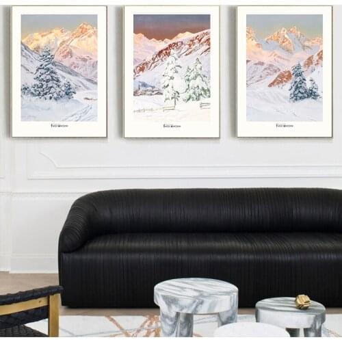 Snow Mountain Modern Canvas Poster For Living Room Office Home Decoration Chic Nordic Style Scenery Paintings Wall Art Prints