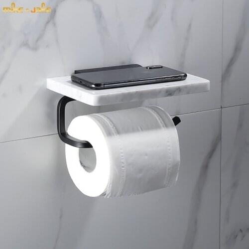Light luxury marble toilet black paper holder aluminum toilet paper holder toilet paper holder mobile phone holder toilet paper