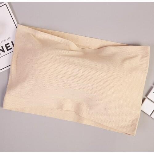 Summer Women Ice Silk Bandeau Top Solid Breathable Strapless Bra Bandeau Soft Seamless Women Casual Has A Chest Pad