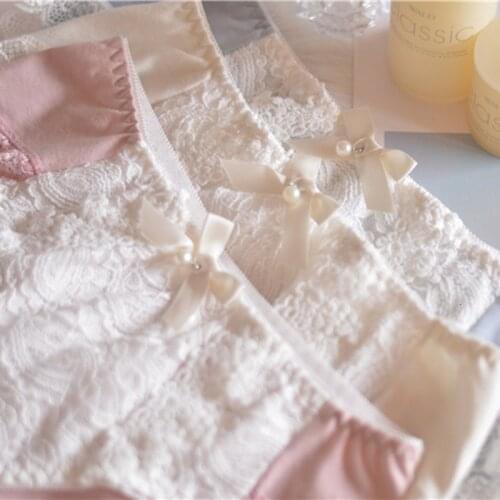 SP&CITY French Floral Lace Embroidery Women Sexy Underwear Soft Cotton Panties For Menstruation Cute Bow Lingerie Female Briefs