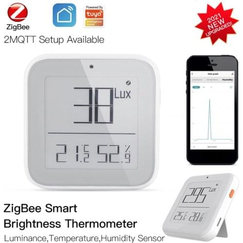 Tuya Zigbee Smart Brightness Thermometer Real-time Light Sensitive Temperature Humidity Detector Via Tuya APP Remote Monitoring