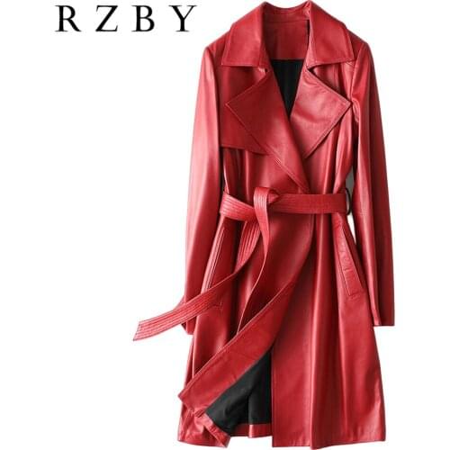 Leather Genuine Women Jacket Natural 100% Sheepskin Belt Coat Female Fashion Long 가죽자켓 Manteau Femme Hiver 2021 Fourrure RZBY246