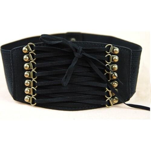 Women Fashion Vintage Velvet Retro Rivet Tassel Wide Strap Elegance Belt Style Trench Waist Female Accessories