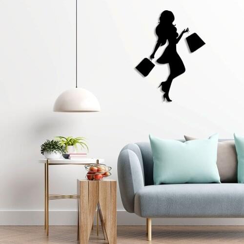 Woman with a Shopping Bag Wall Room Home Accessory Wooden Table 38x50cm