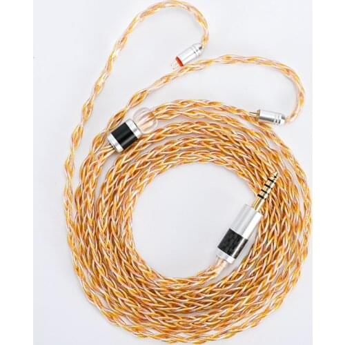 IEM Gold, silver and copper mixed wire Audio Cable MMCX/0.78/TFZ/QDC Connector For Andromeda SE535 Headset