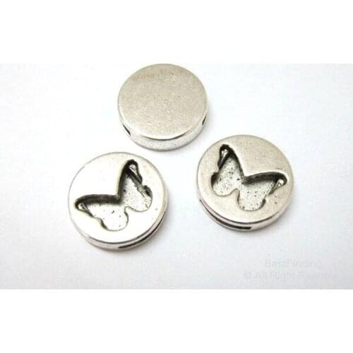 10mm Flat leather findings 10x2mm Butterfly leather sliders -FF31
