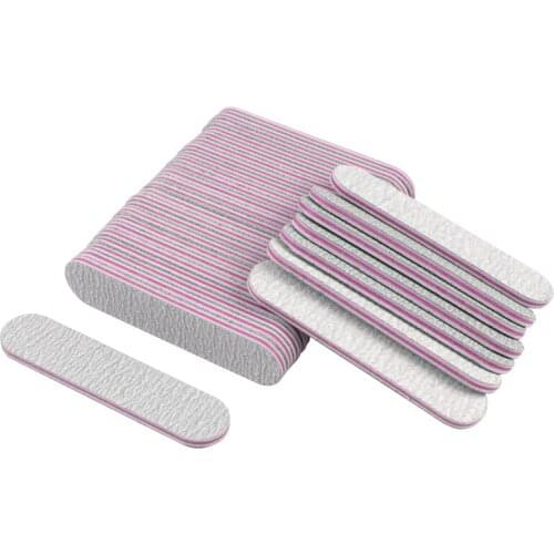 100Pcs/lot Grey Mini Sandpaper Nail File 100/180 Straight Double Sided Files For Manicure Grinding Polishing Nail Art Tools