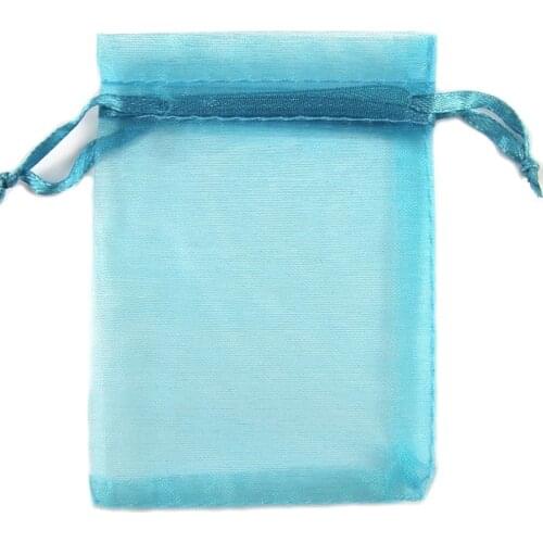 100Pcs Laker Blue Organza Bags Wedding Party Decoration Drawable Packaging Jewelry Candy Packaging Organza Bags & Pouches