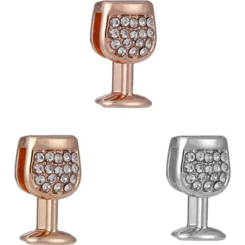 2Pcs/Lot New Arrival 10mm Crystal Wine Glass Slide Charm Beads DIY Brand Mesh Bracelets for Women Jewelry Accessories Making