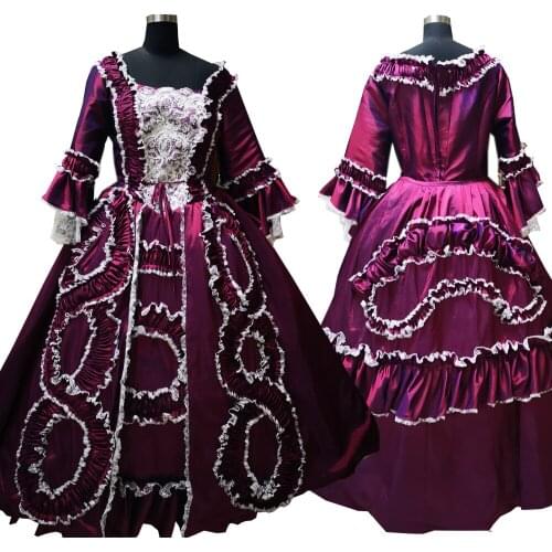 2020 New purple Vintage costumes 18th Duchess Retro medieval Renaissance Reenactment Theatre Civil war Victorian dress D-597