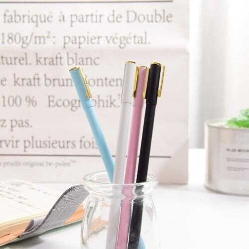 24PCS Simple Thin Rod Metal Gel Pen Korean Stationery Signature Pen Student Candy Color Water Pen Kawaii School Supplies