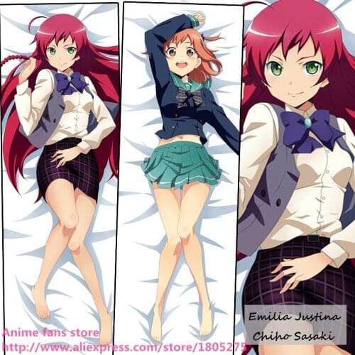 Anime Emilia Hataraku Maou sama Justina & Chiho Sasaki Cute Pillowcase Pillow Case Cover decorative Hugging Body Bedding