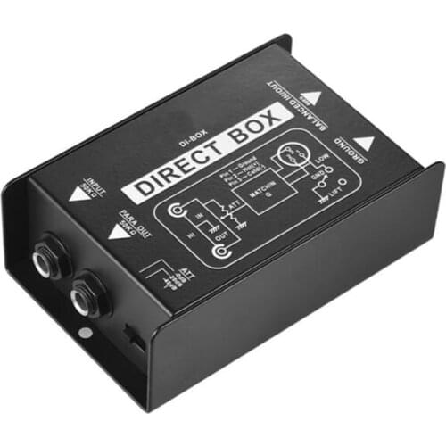 Passive Mono DI Direct Injection Box Impedance Transformer To Balanced & Unbalanced XLR W/Ground Lift Hum Eliminator